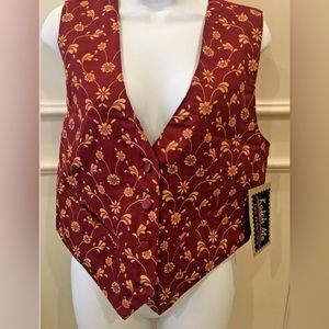 Burgundy Floral Vest Medium NWT